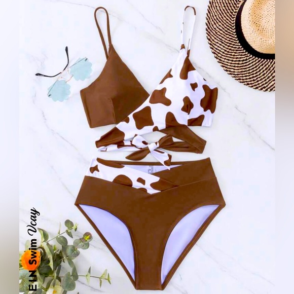 SHEIN Other - Brand new never worn Cow Print Wrap Bikini
Swimsuit.